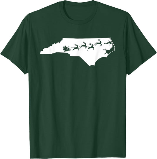 North Carolina Christmas Map Reindeer T-Shirt - T-Shirt | Forest