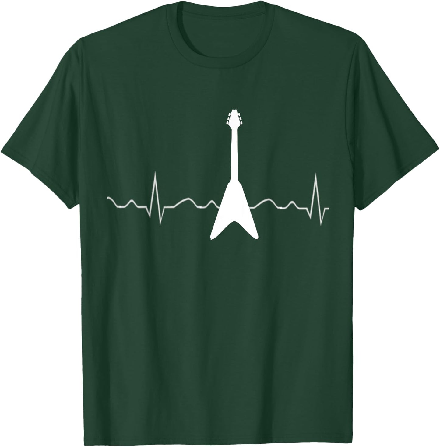 Electric Guitar Heartbeat Flying V T-Shirt - T-Shirt | Forest
