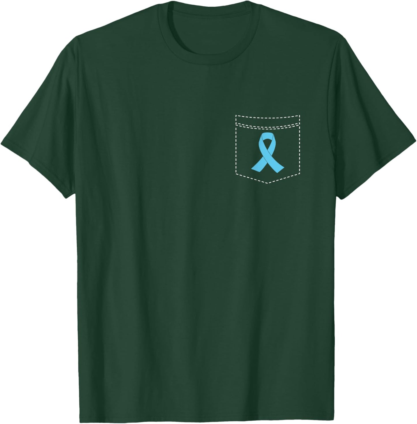 Pocket Light Blue Ribbon Prostate Cancer Awareness T-Shirt - T-Shirt | Forest