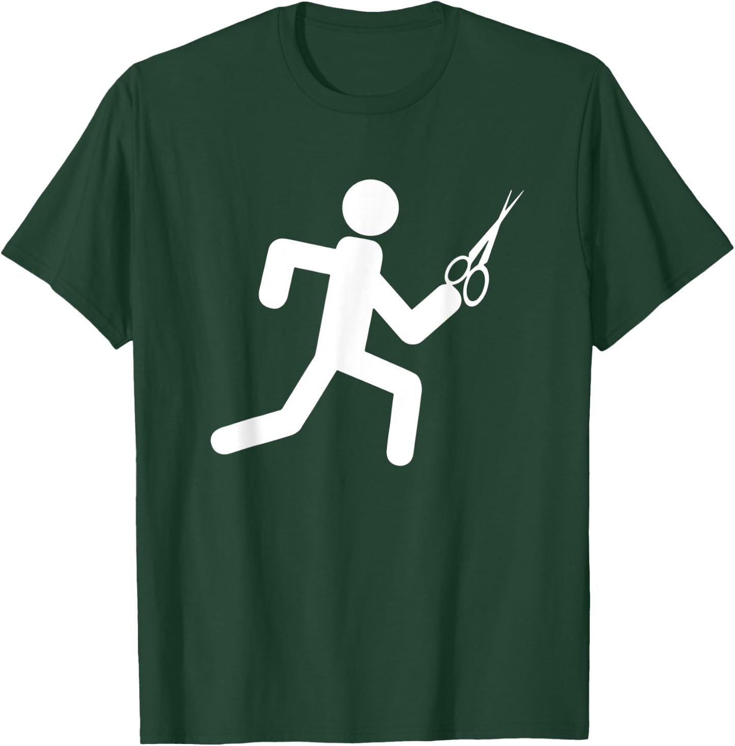 Funny Workout - running with scissors, stickman T-Shirt - T-Shirt | Forest