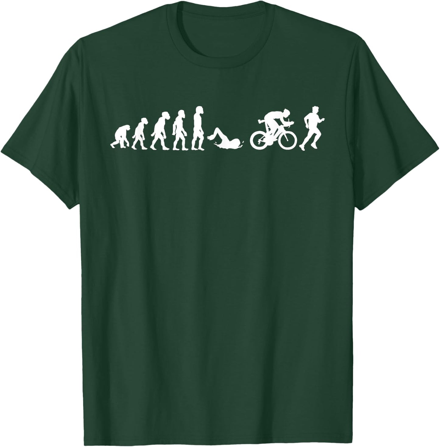 Funny Human Triathlon Evolution Triathlete Swim Run Cycle T-Shirt - T-Shirt | Forest