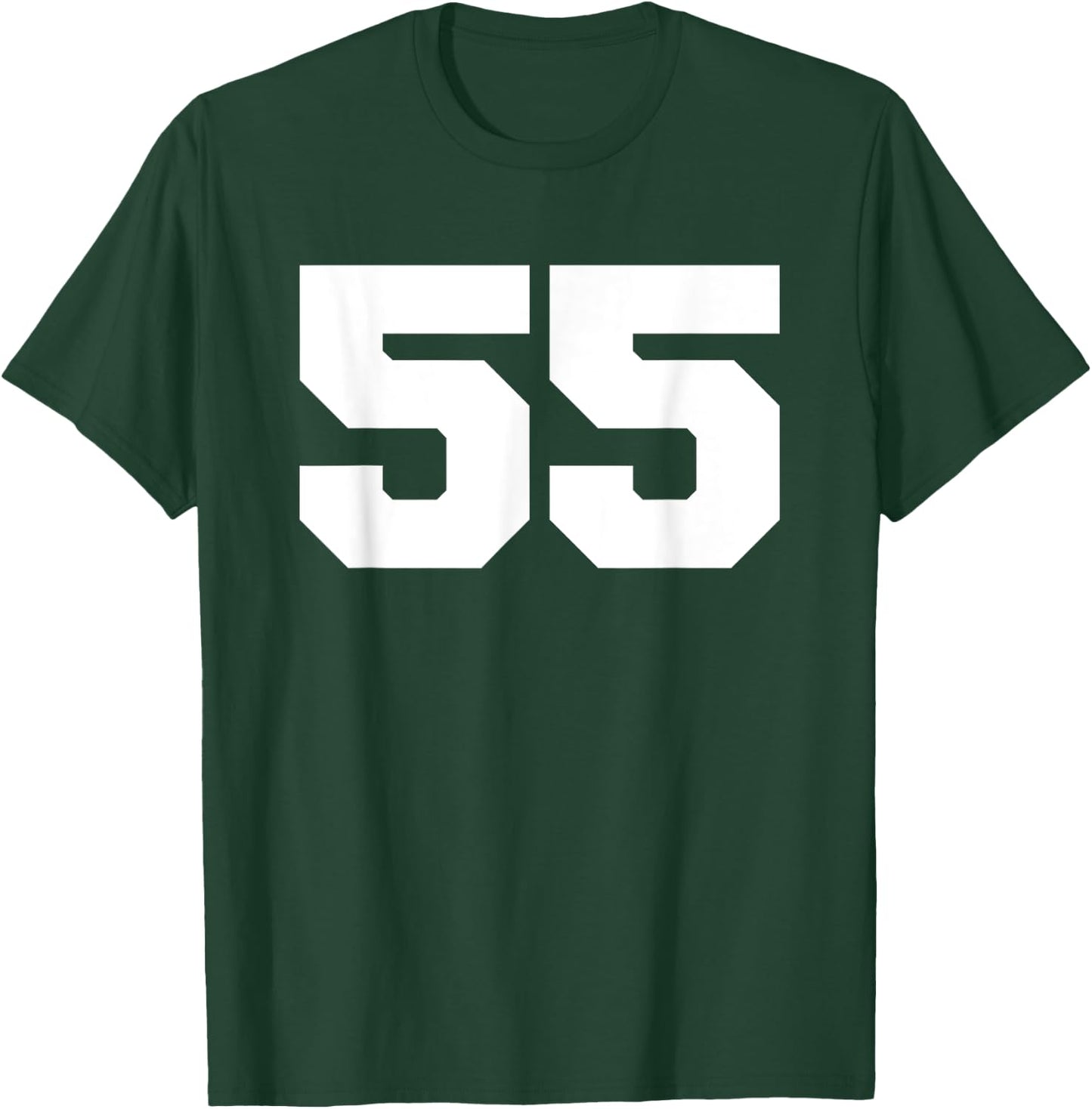 Number 55 Sports Jersey Player #55 Fan FRONT Print Varsity T-Shirt - T-Shirt | Forest