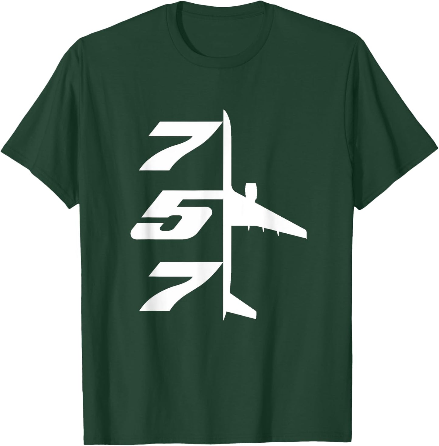 B757-200 Aircraft Airliner Plane Aeroplane Top-Down Profile T-Shirt - T-Shirt | Forest