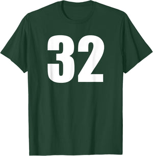 Sports Number 32 Baseball Football Soccer Basketball Shirt T-Shirt - T-Shirt | Forest