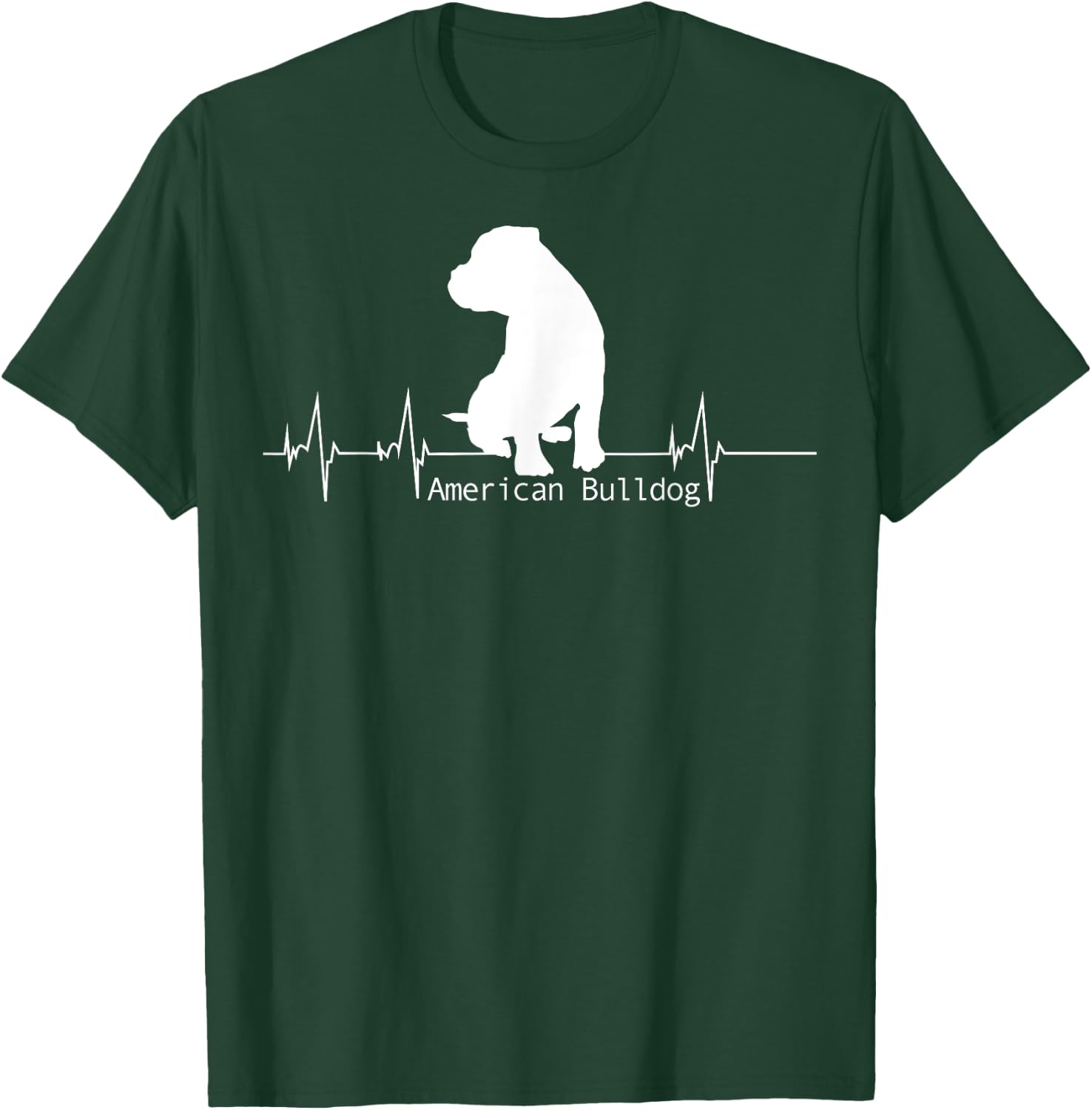 Lovemybello Hunde Designs American Bulldog Heartbeat - Men's Black Small Classic Fit Short Sleeve T-Shirt - T-Shirt | Forest