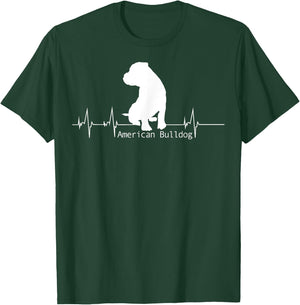 Lovemybello Hunde Designs American Bulldog Heartbeat - Men's Black Small Classic Fit Short Sleeve T-Shirt - T-Shirt | Forest