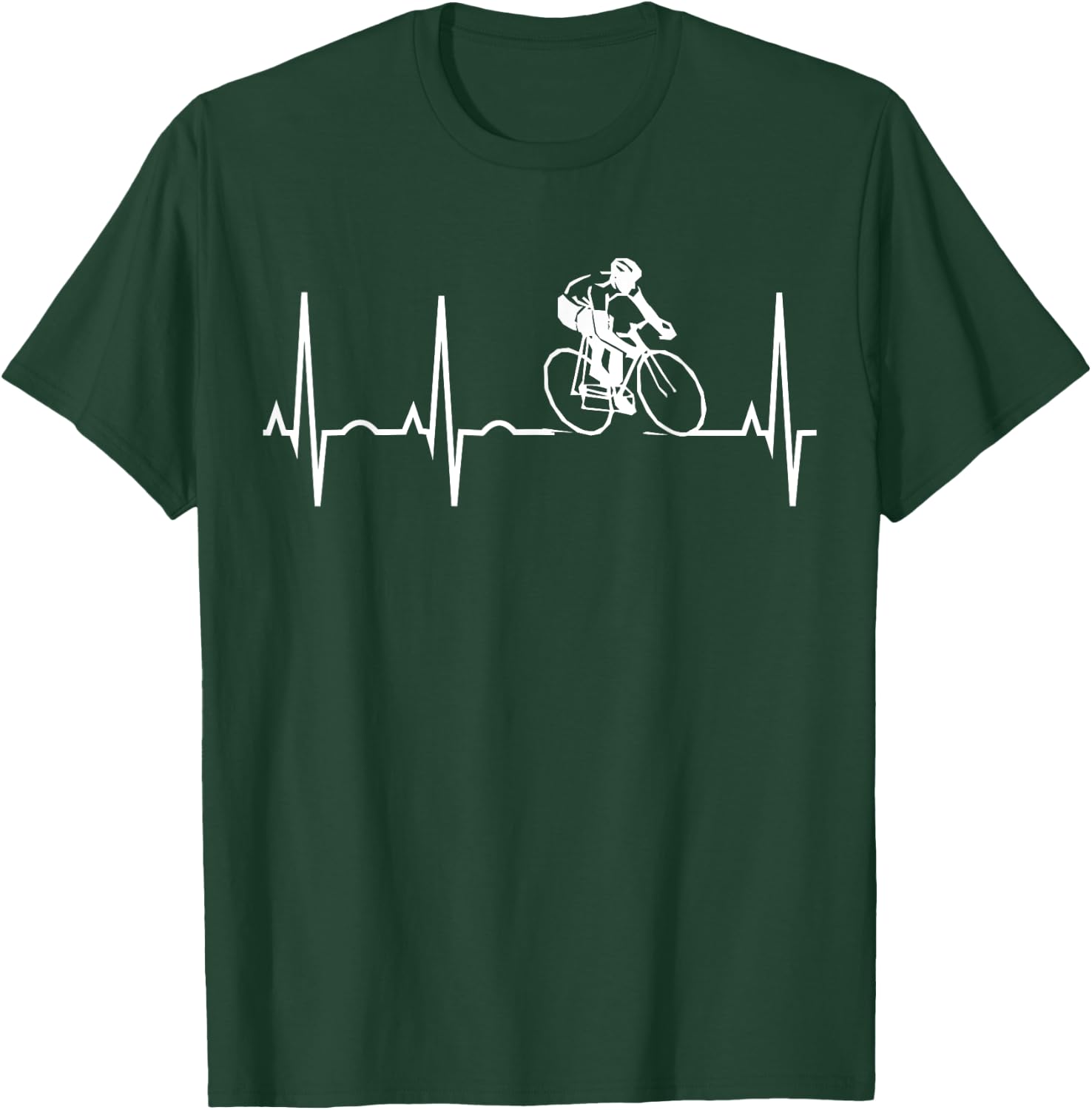 Cycling Heartbeat Shirt I Love Cycling for Bicyclers T-Shirt - T-Shirt | Forest