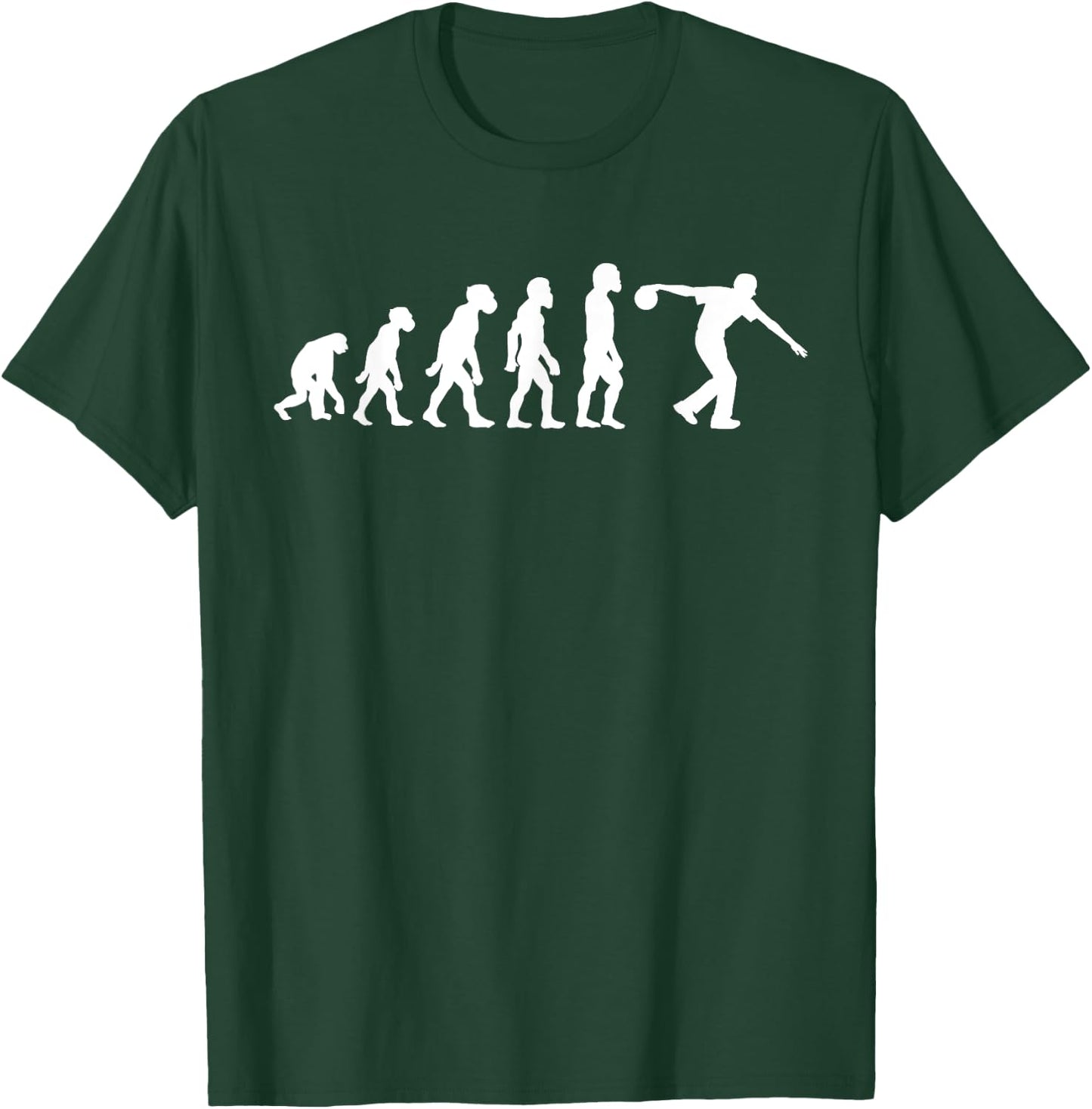 Funny Human Bowling Evolution Pin Ball Bowler Player T-Shirt - T-Shirt | Forest