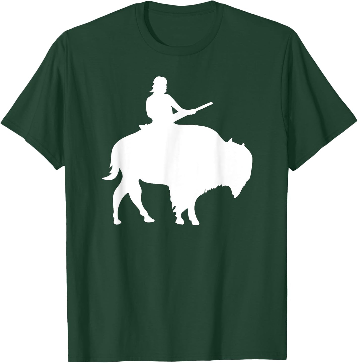 Guy on a Buffalo Silhouette T-Shirt - T-Shirt | Forest