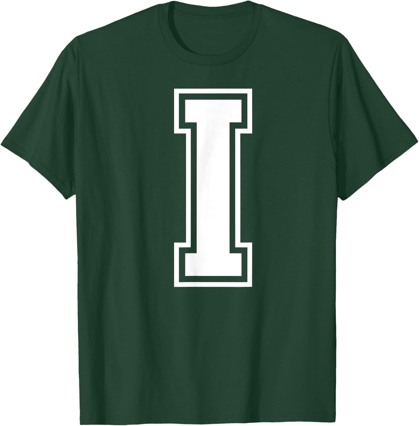 Letter I Capital Alphabet College Varsity Monogram Club T-Shirt - T-Shirt | Forest