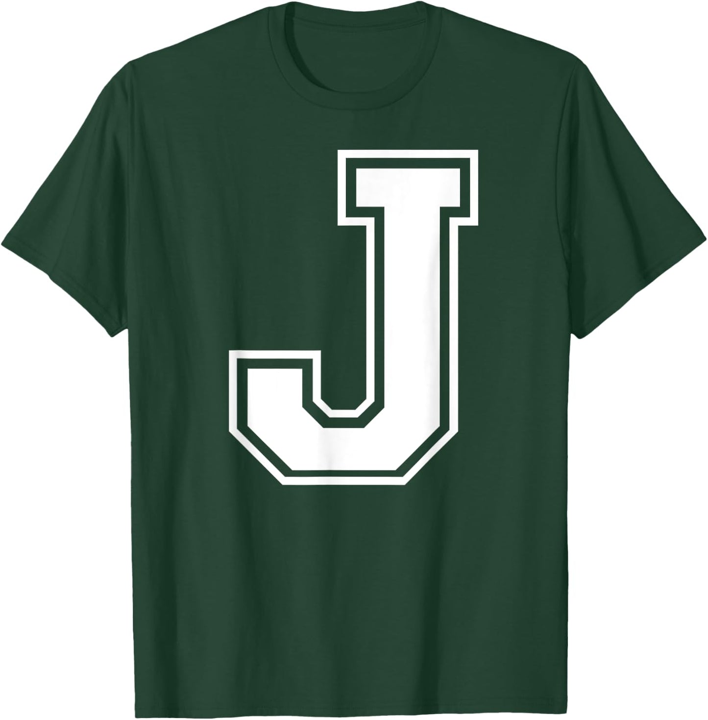 Letter J Capital Alphabet College Varsity Monogram Club T-Shirt - T-Shirt | Forest