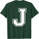 Letter J Capital Alphabet College Varsity Monogram Club T-Shirt - T-Shirt | Forest