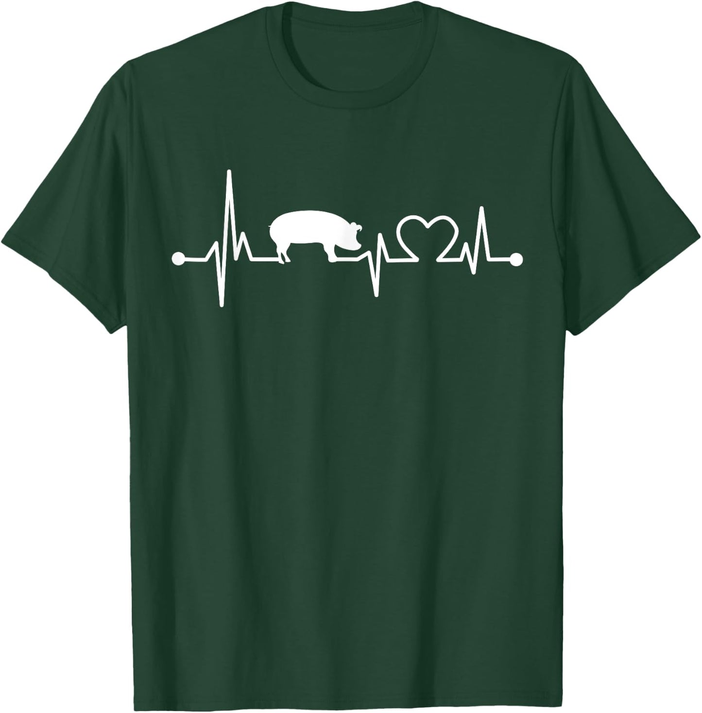 I Love My Pig Heart Valve EKG Heartbeat Funny Gift T-Shirt - T-Shirt | Forest