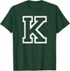Letter K Capital Name Initial Athletic Monogram T-Shirt - T-Shirt | Forest