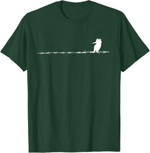 Kingfisher Bird on a Wire shirt for Birder or bird watcher T-Shirt - T-Shirt | Forest