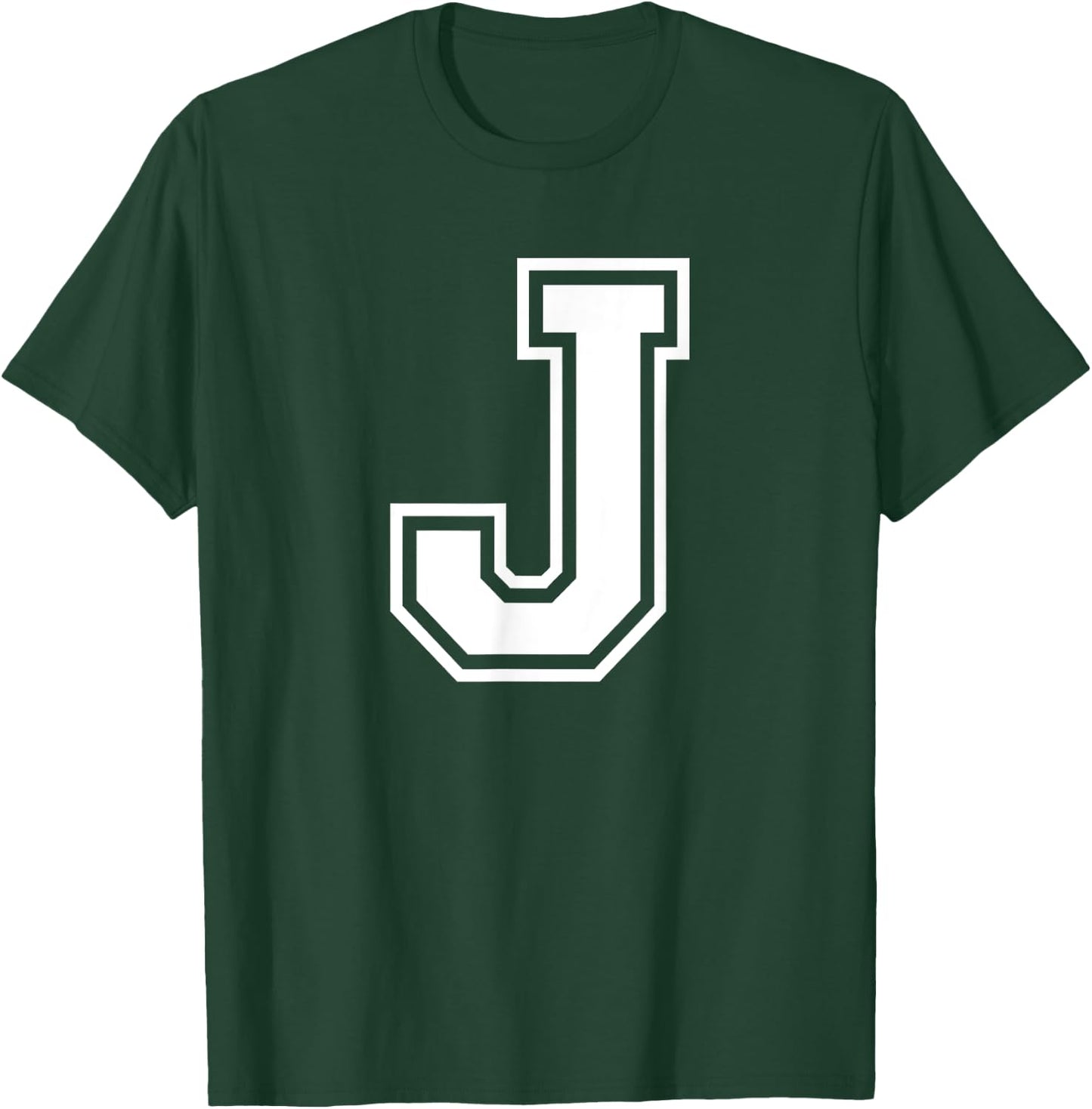 Letter J Name Initial Varsity Alphabet Monogram T-Shirt - T-Shirt | Forest