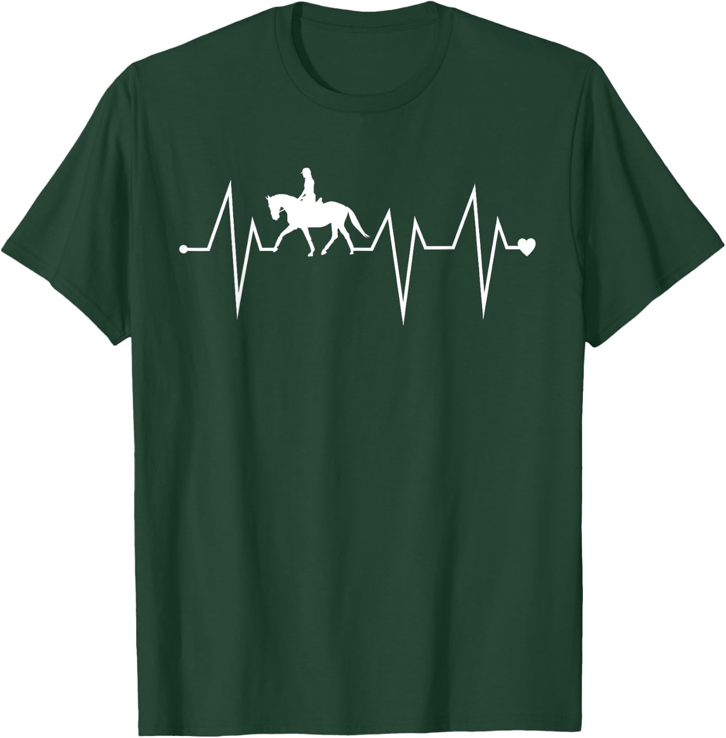 Funny Dressage Horse Riding Heartbeat Heart Pulse Rate EKG T-Shirt - T-Shirt | Forest