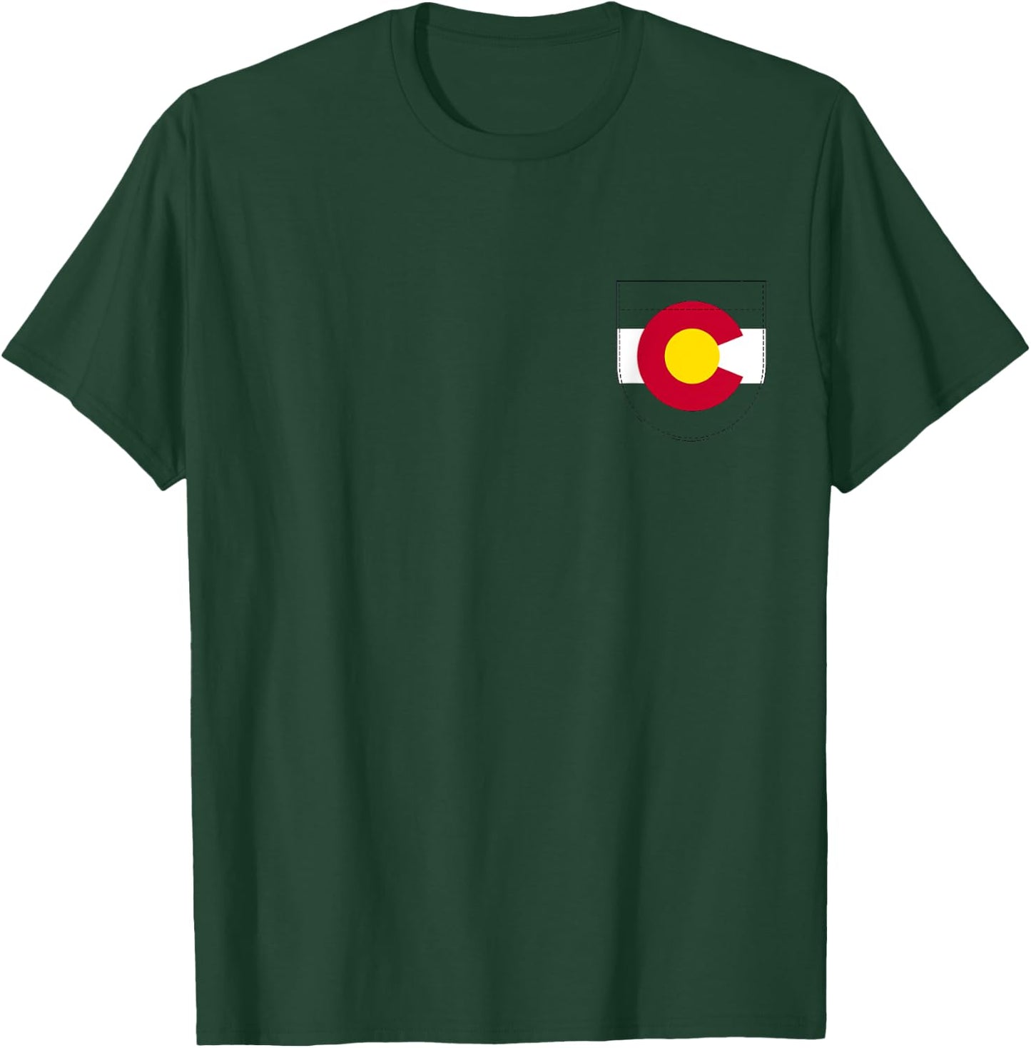 Colorado Flag Fake Pocket Graphic Men Women Kids T-Shirt - T-Shirt | Forest