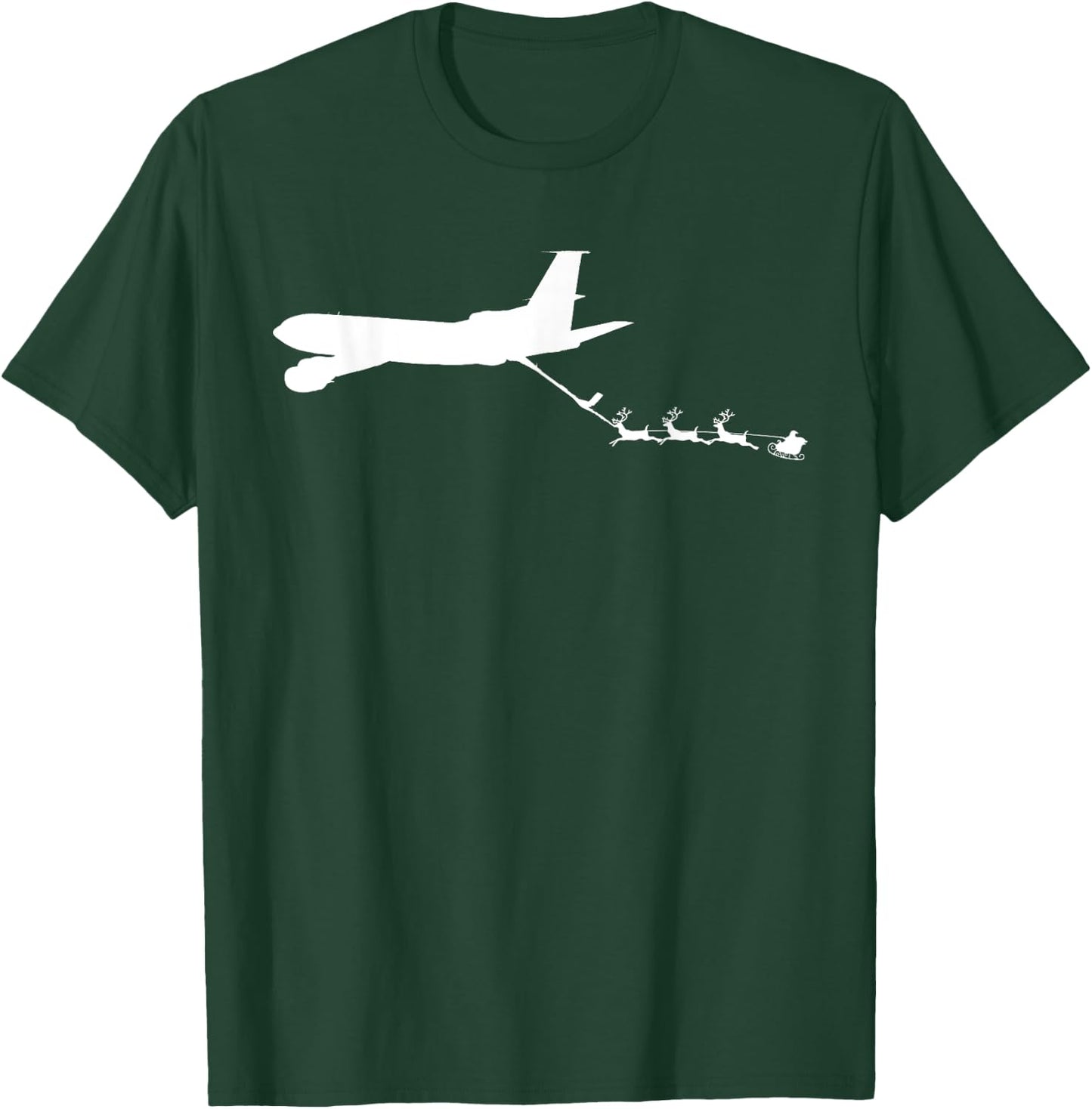 Refueling Santa's Sleigh Funny Christmas Airplane T-Shirt - T-Shirt | Forest