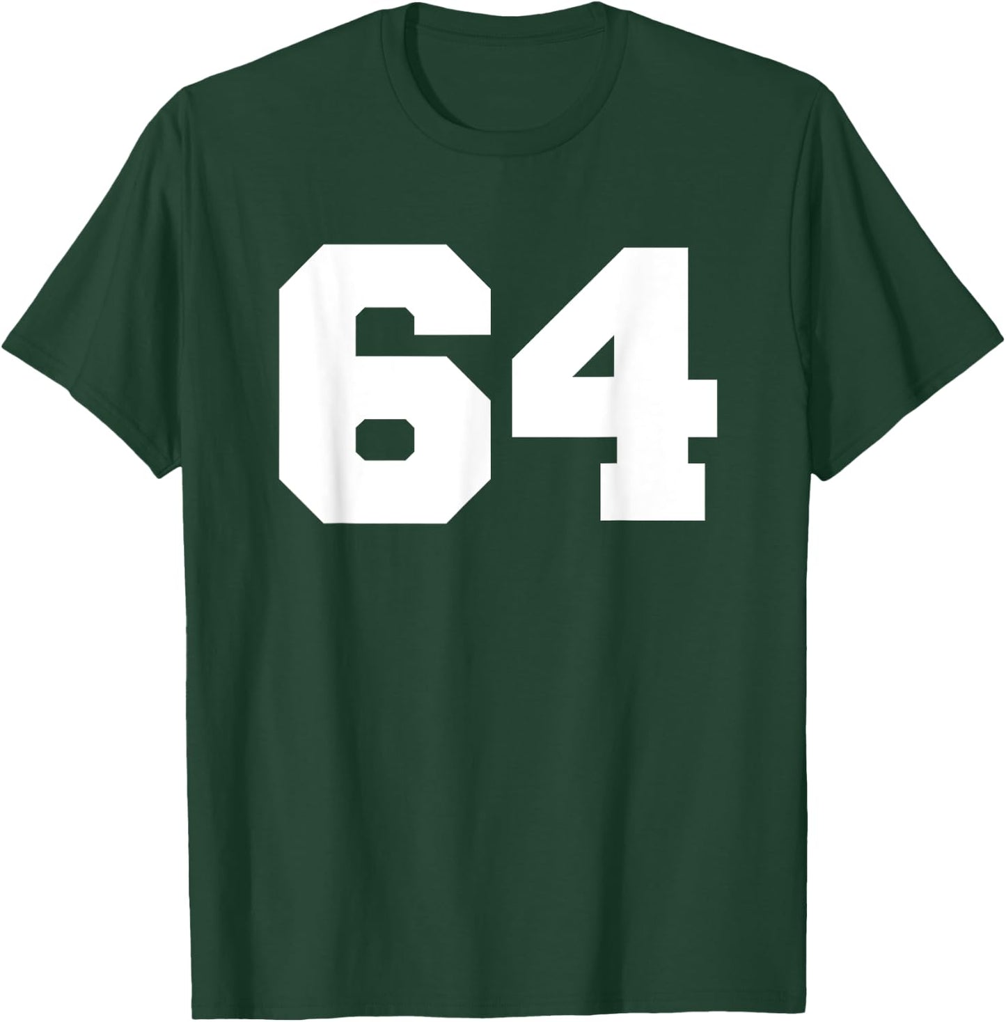 Number 64 Sports Jersey Player #64 Fan FRONT Print Varsity T-Shirt - T-Shirt | Forest