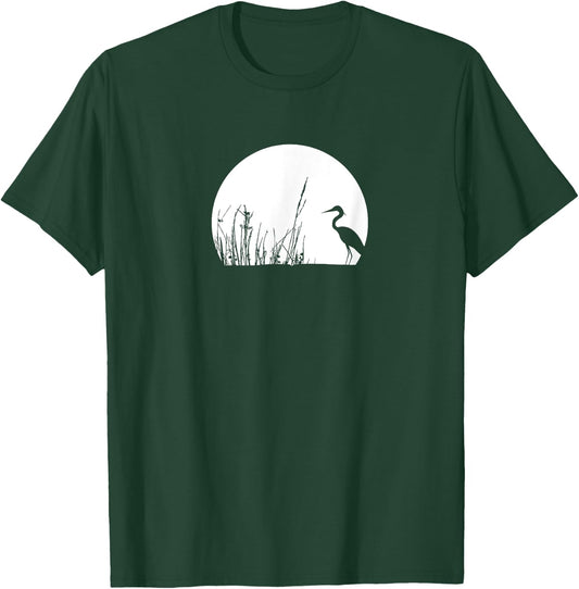 Heron In The Reeds Zen Mood Nature Lovers T-Shirt - T-Shirt | Forest