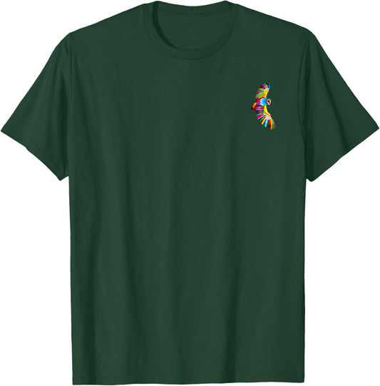 Colorful Owl in Pocket Cute Owl Design for Wildlife Fans T-Shirt - T-Shirt | Forest