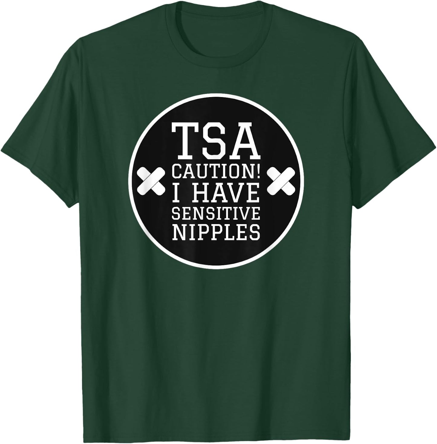 Funny TSA Travel Shirts - TSA Caution I Have Sensitive Nipples - Vacation - Black - Small - Short Sleeve - Classic Fit - Men's Travel Themed T-Shirt - T-Shirt | Forest