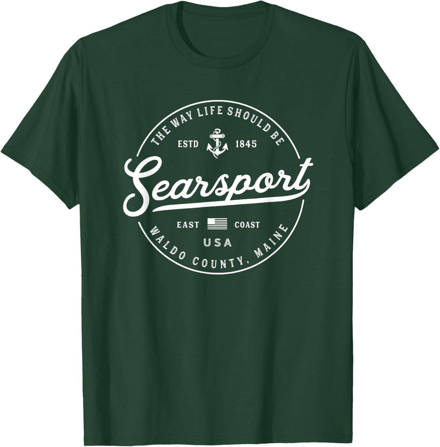 NAUTICAL Anchor Searsport Maine Travel Vacation T-Shirt - T-Shirt | Forest