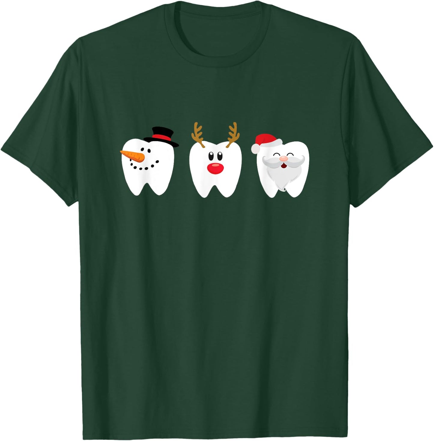 Dental Christmas Tooth Santa Snowman Reindeer T-Shirt - T-Shirt | Forest