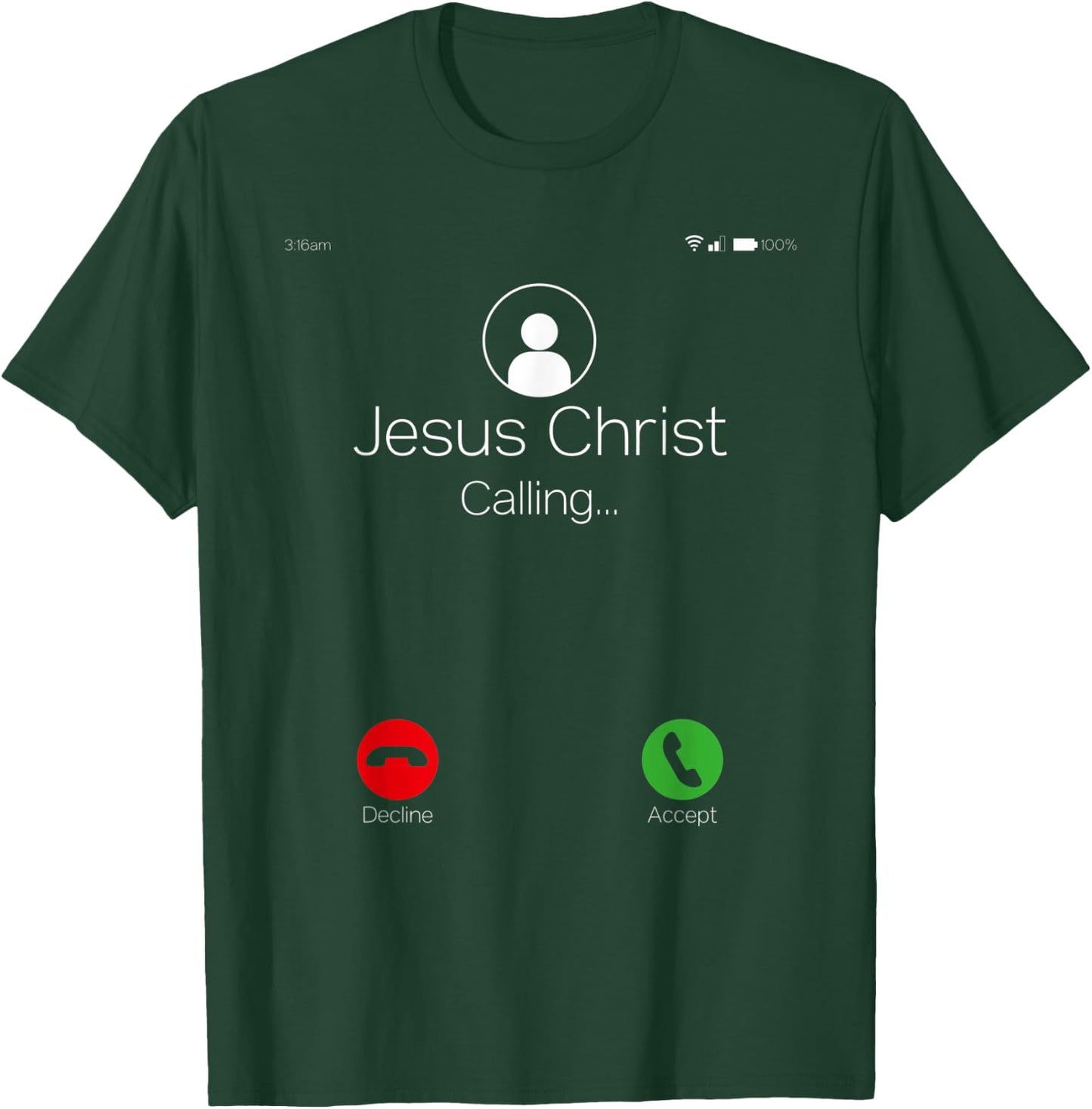 Jesus Christ Calling Christian Faith Religion Graphic Themed T-Shirt - T-Shirt | Forest