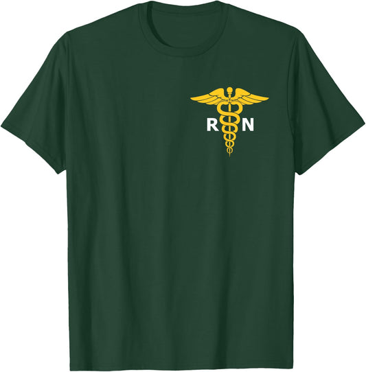 Registered Nurse Caduceus Medical Symbol Nursing Logo T-Shirt - T-Shirt | Forest