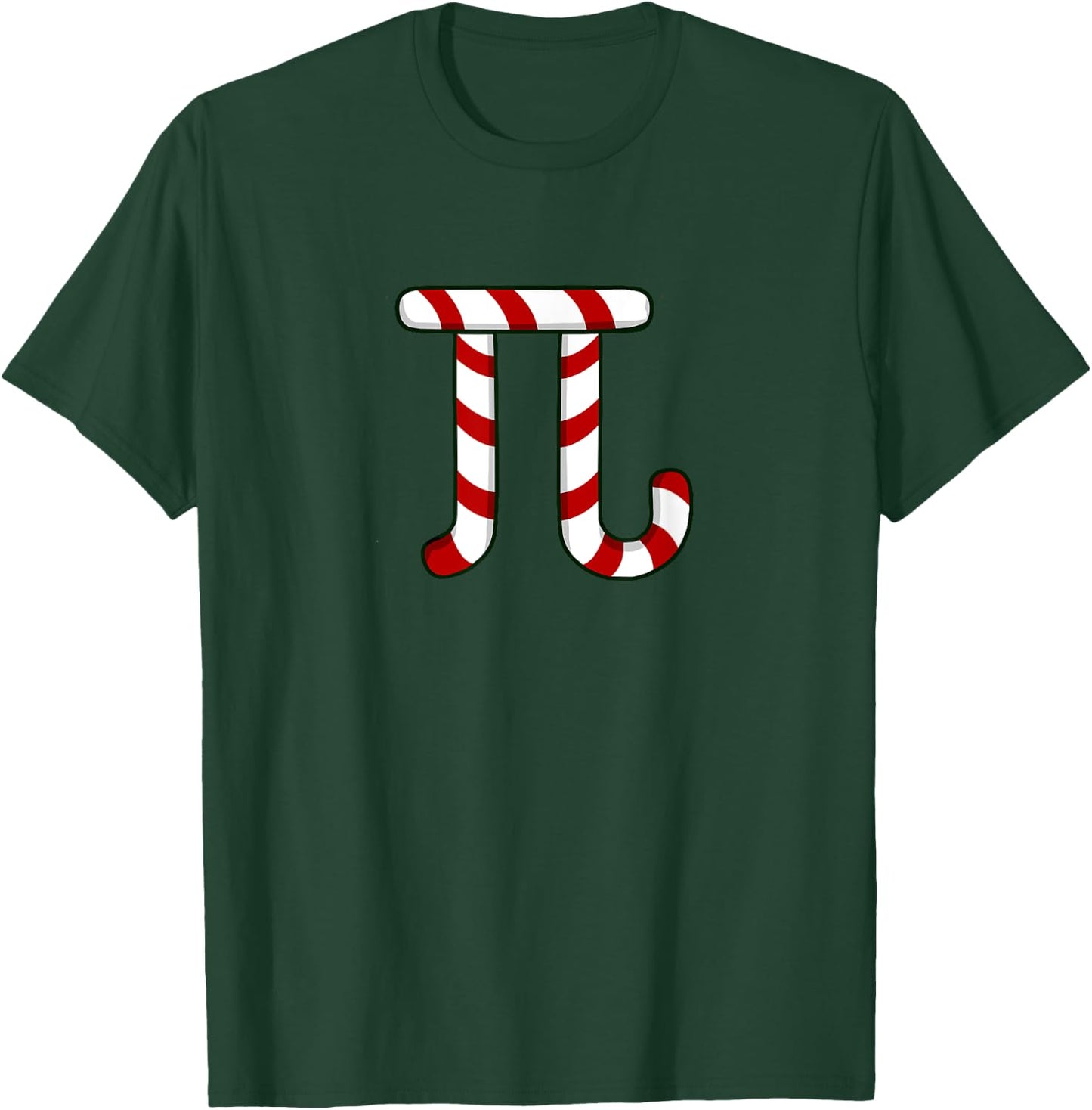 Math Teacher Christmas Idea Funny Pi Joke Candy Cane Women Kids T-Shirt - T-Shirt | Forest