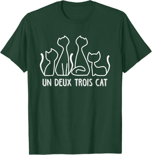 Un Deux Trois Cat T Shirt Funny Cute French Kitty Gift Women T-Shirt - T-Shirt | Forest