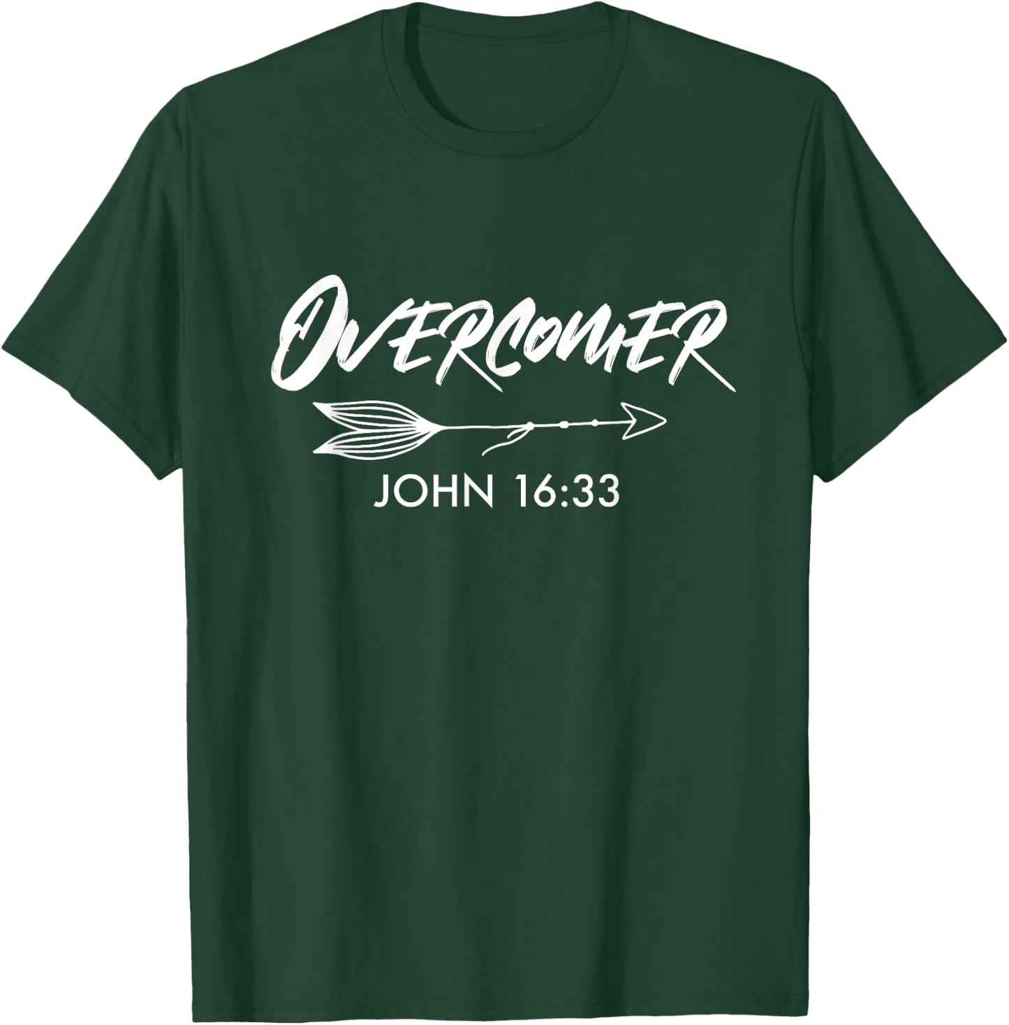 Overcomer | John 16:33 Christian Arrow T-Shirt - T-Shirt | Forest