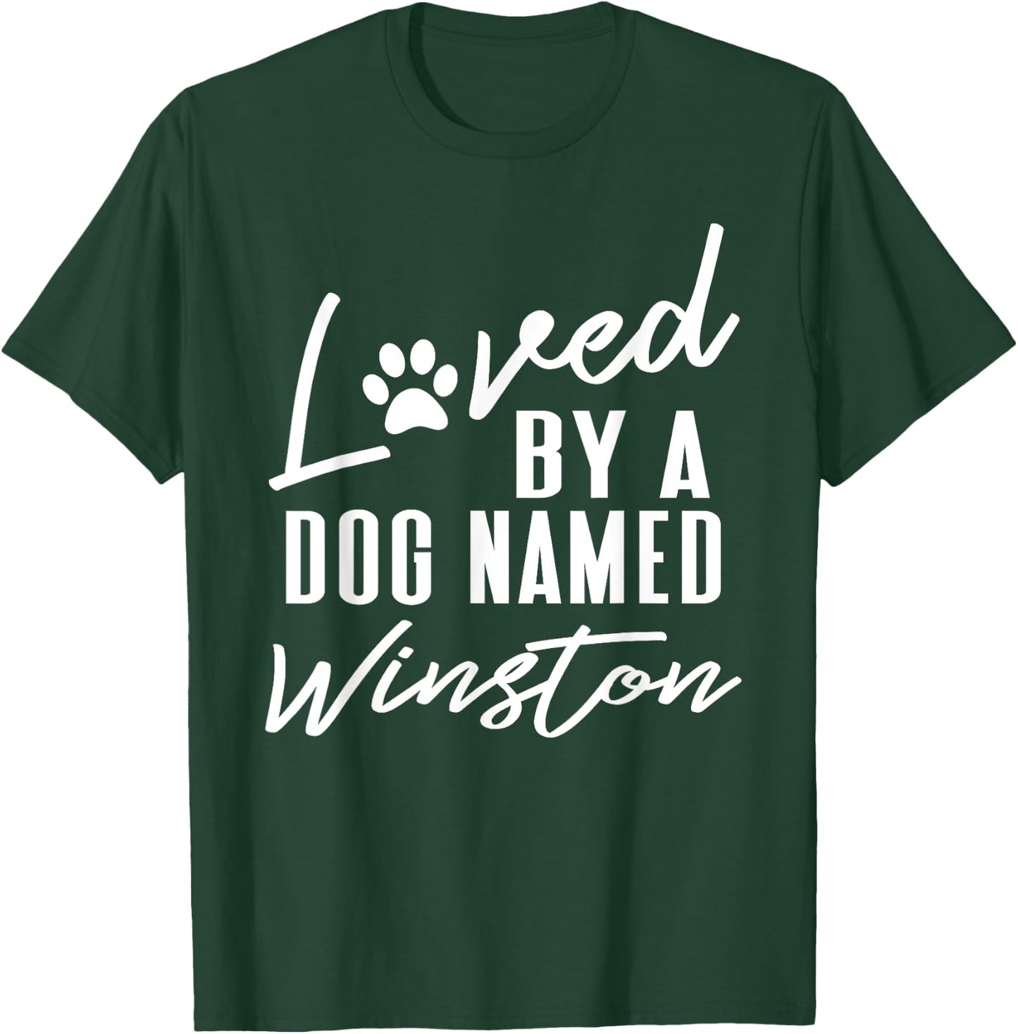 Personalized Dog Name Winston - Pet Lover Paw Print Women Kids T-Shirt - T-Shirt | Forest