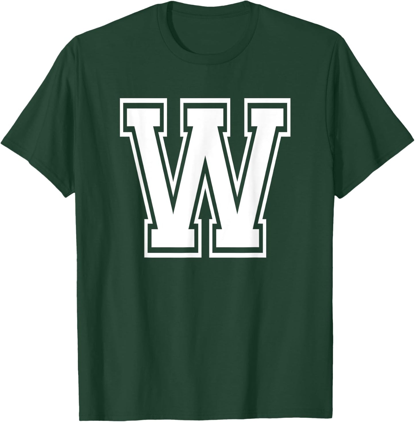 Letter W Name Initial Varsity Alphabet Monogram T-Shirt - T-Shirt | Forest