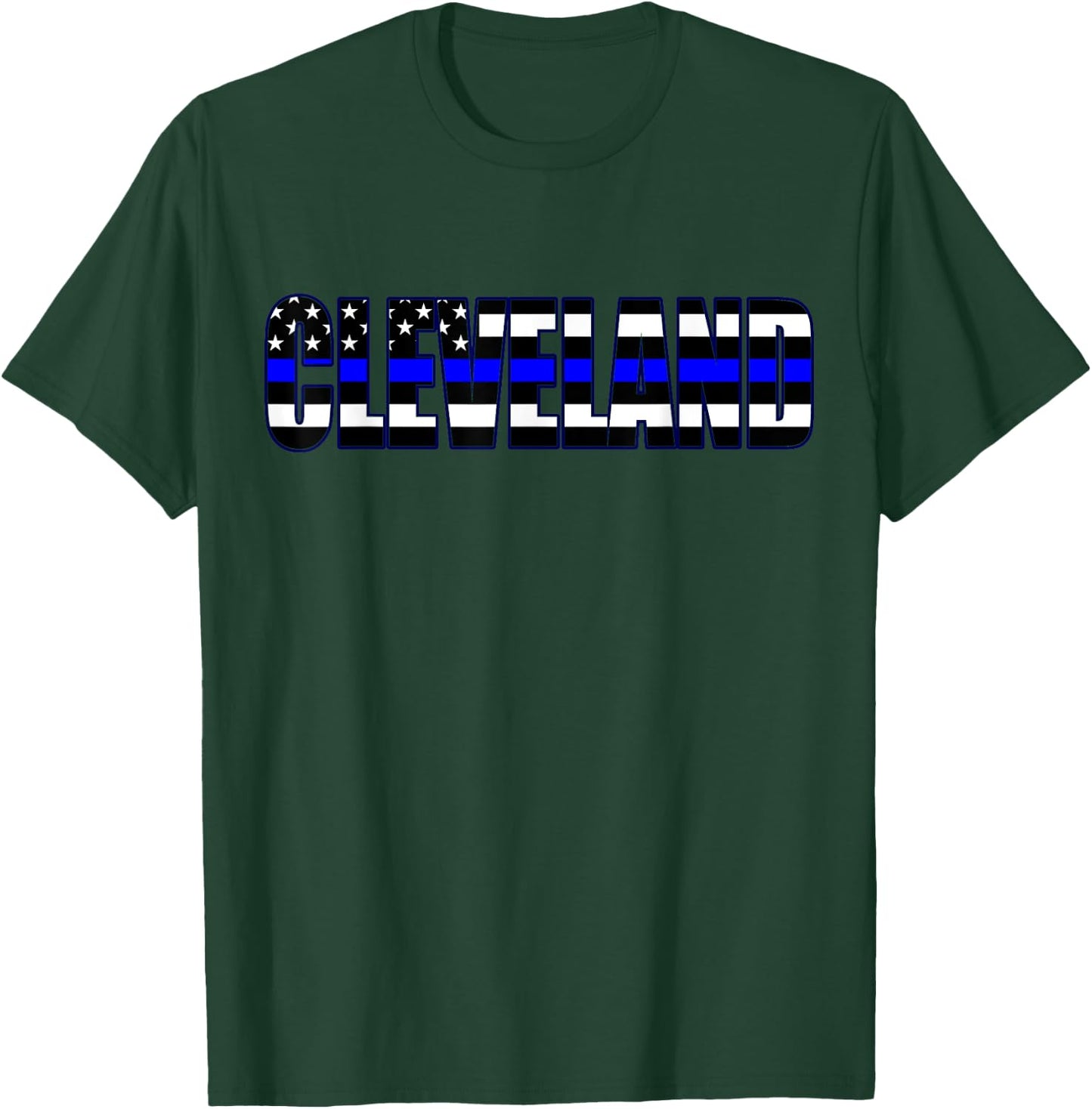 Protect and Serve in Cleveland Police Flag PD T-Shirt - T-Shirt | Forest