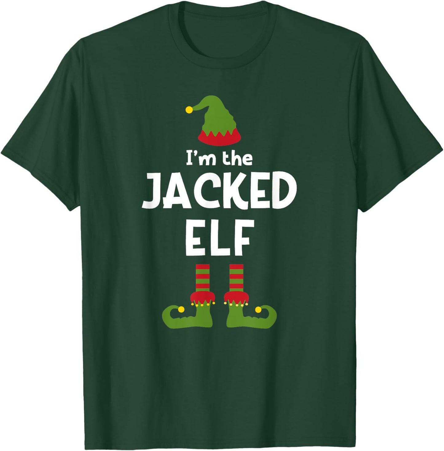 Fitness Elf Weight Lifting Christmas Party Pajamas T-Shirt - T-Shirt | Forest