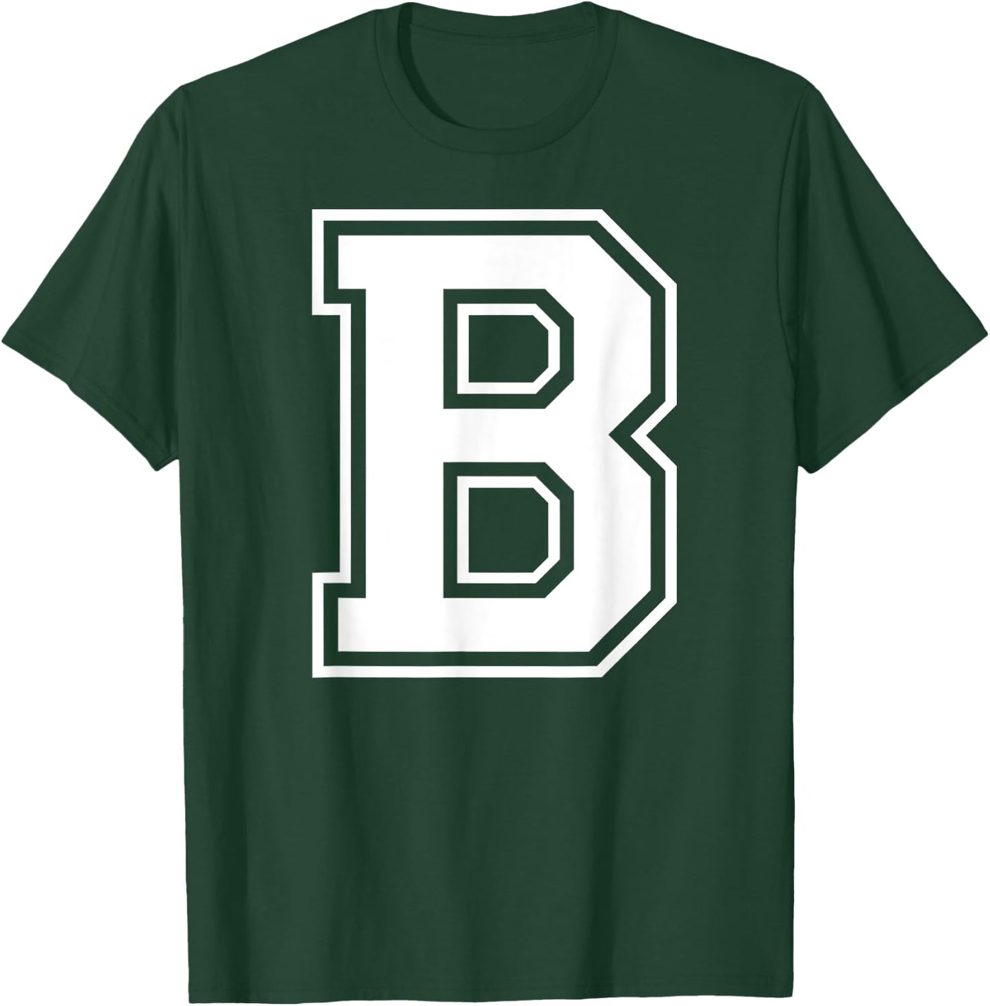 Letter B Capital Alphabet College Varsity Monogram Club T-Shirt - T-Shirt | Forest