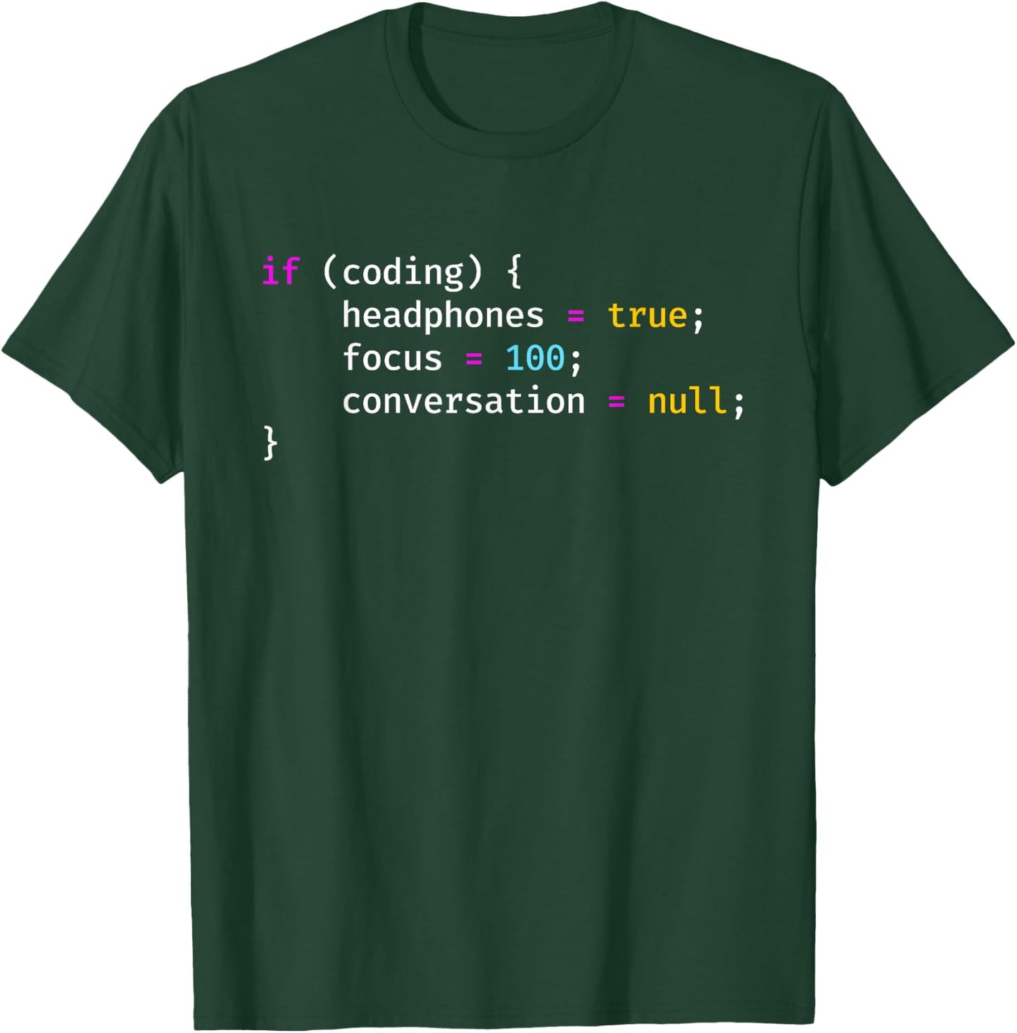 Funny Joke Programming If Coding Headphones Focus T-Shirt - T-Shirt | Forest