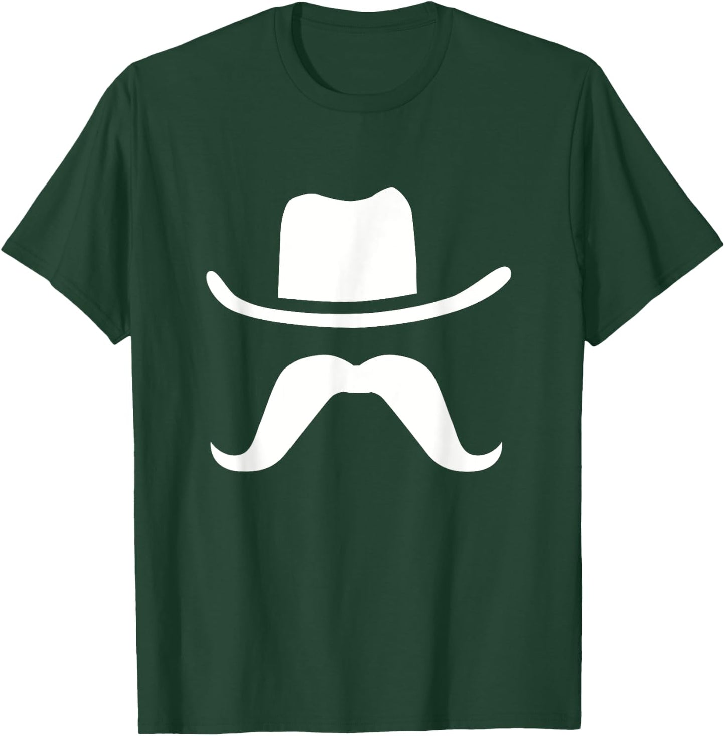 Cowboy Hat & Mustache Funny Silhouette Dark T-Shirt - T-Shirt | Forest