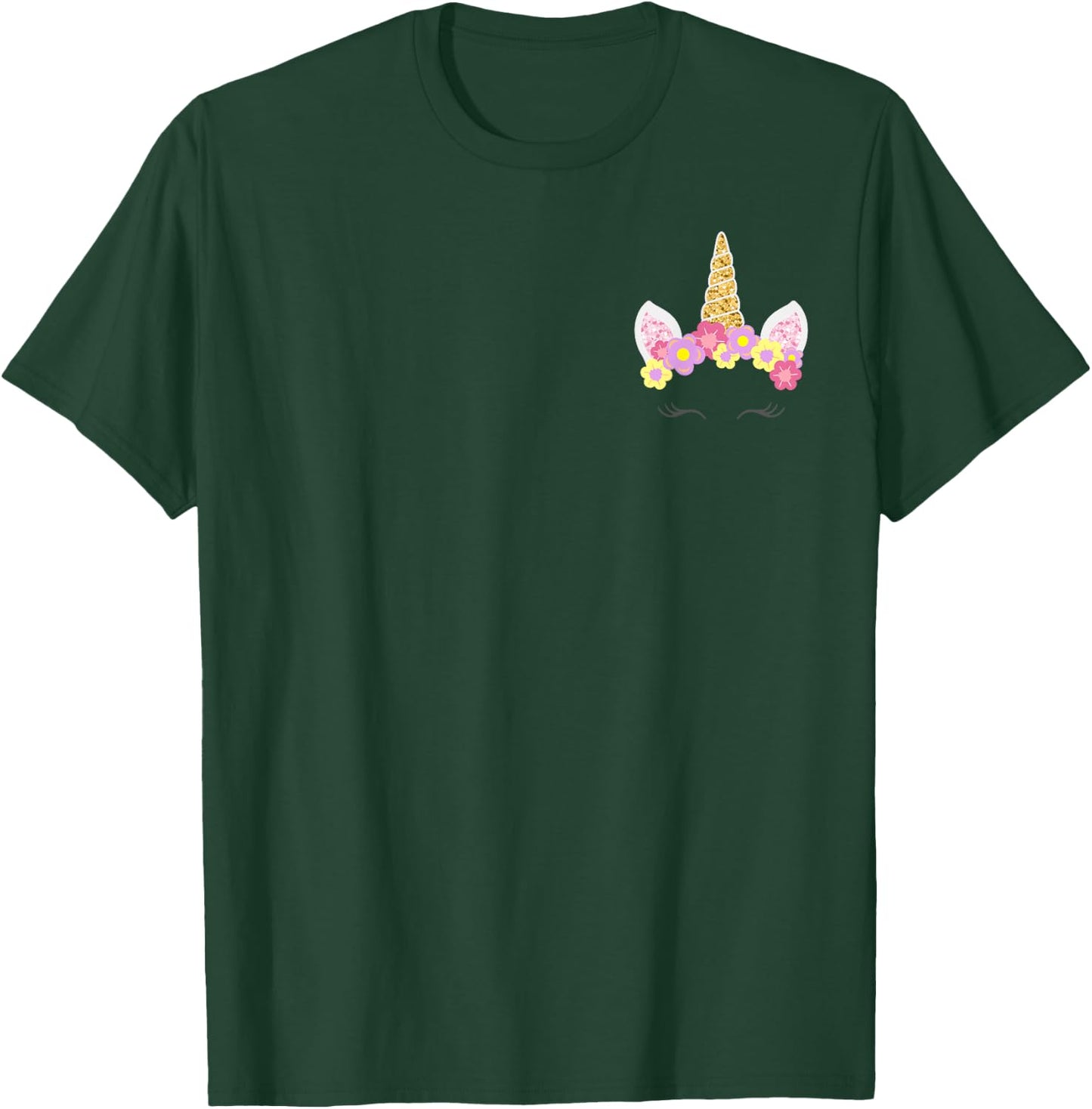 Unicorn Pocket Adorable Unicorns Girls T-Shirt - T-Shirt | Forest