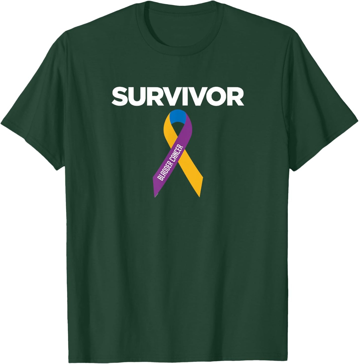 Bladder Cancer Survivor with Awareness Ribbon T-Shirt - T-Shirt | Forest