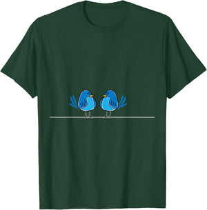 Blue Birds on a wire T-Shirt - T-Shirt | Forest