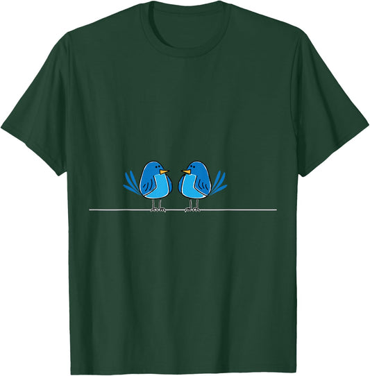Blue Birds on a wire T-Shirt - T-Shirt | Forest