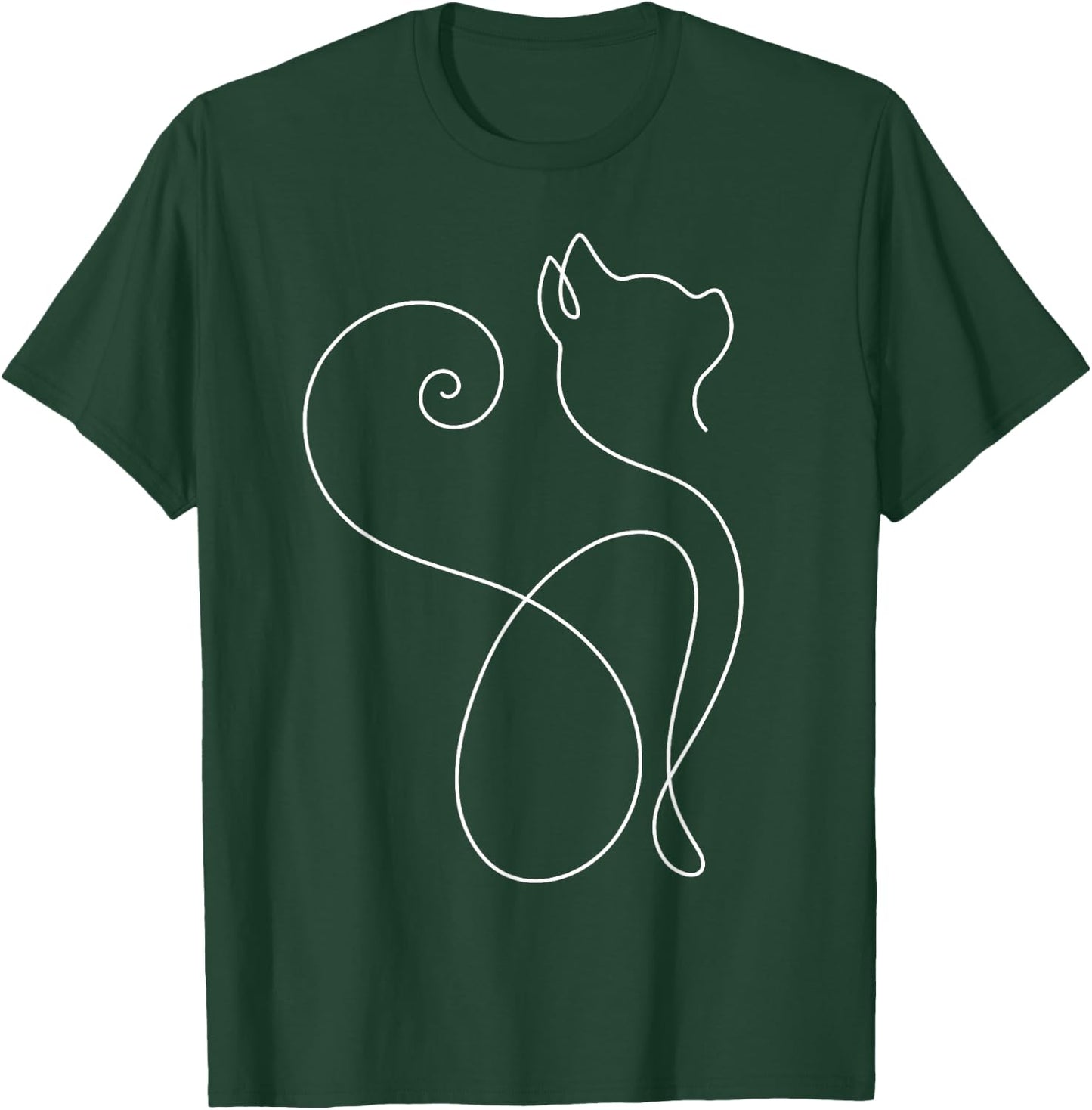 Minimalist Cat - Minimalism - Outline Lineart T-Shirt - T-Shirt | Forest