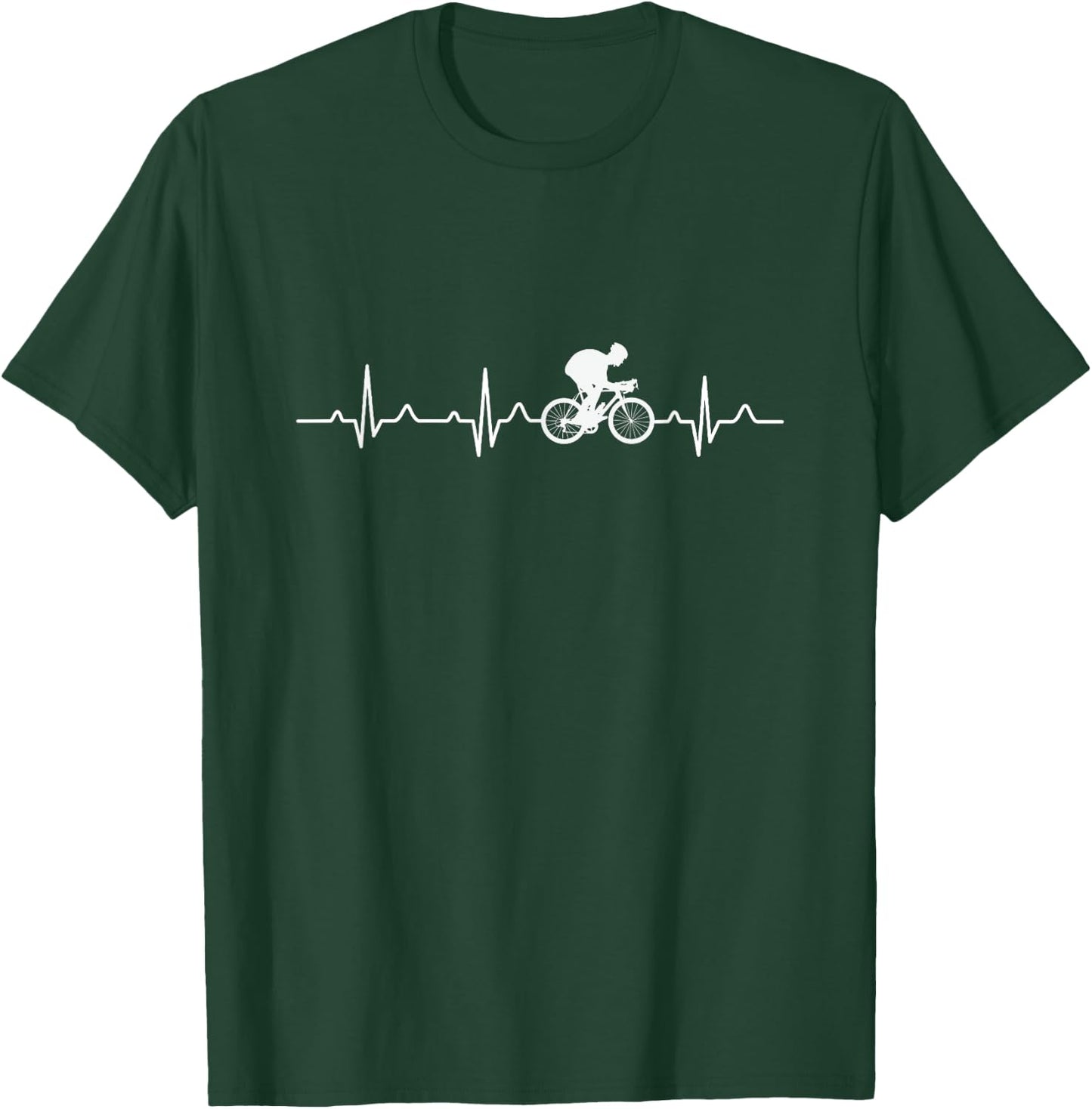 Heartbeat Cyclist ECG Bicycle Biker Cycling Gift T-Shirt - T-Shirt | Forest