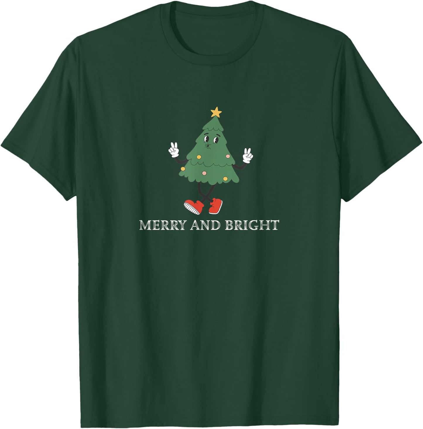 Merry And Bright Christmas Tree Character T-Shirt - T-Shirt | Forest