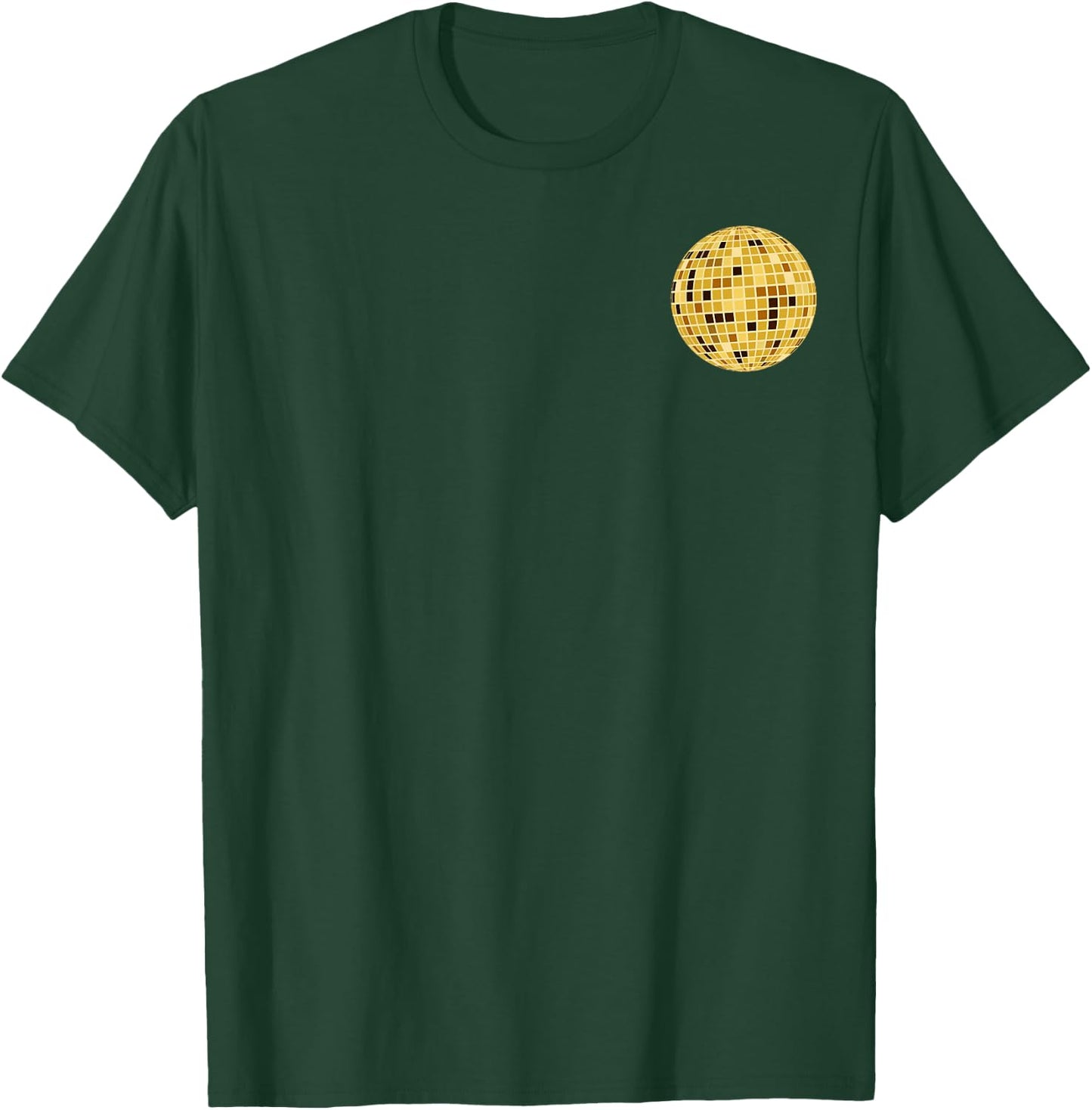 Golden Disco Mirror Ball Retro 70s 80's Pocket Print T-Shirt - T-Shirt | Forest
