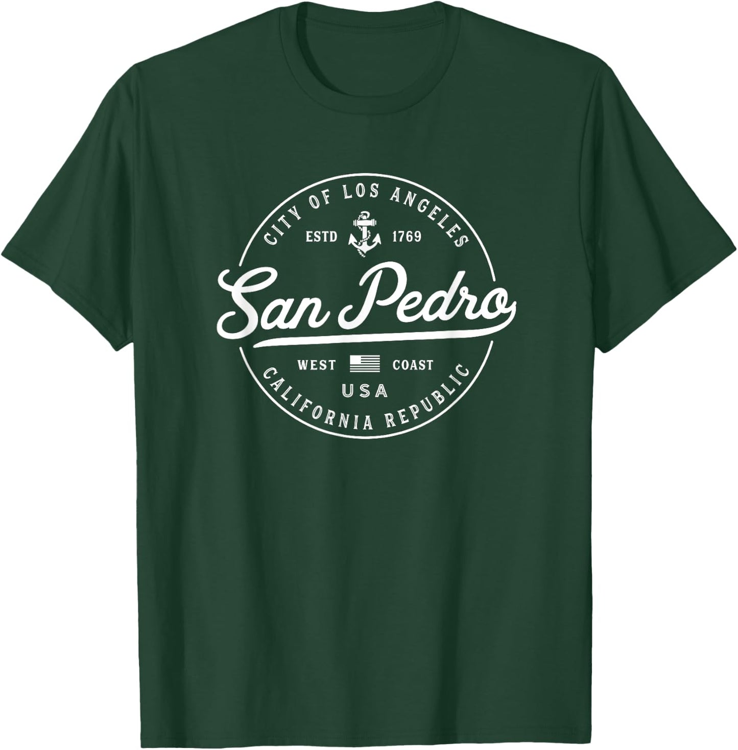 San Pedro California Souvenirs & Gifts Nautical Anchor , -Youth, Black, Small, Short Sleeve T-Shirt - T-Shirt | Forest